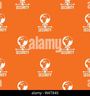Global data security pattern vector orange Stock Vector