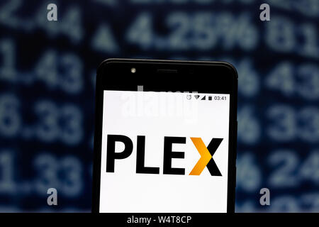 Creditplex Logo illustration of the plex logo displayed on a smartphone screen , back ...