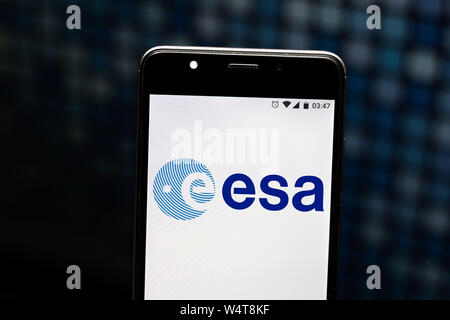 July 24, 2019, Brazil: In this photo illustration an European Space Agency (ESA) logo seen displayed on a smartphone. Credit: Rafael Henrique/SOPA Images/ZUMA Wire/Alamy Live News Stock Photo