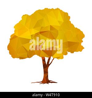 Autumn polygonal tree isolated on white background vector Stock Vector