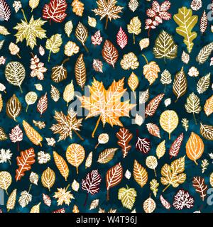 Autumn leaves seamless pattern background vector Stock Vector
