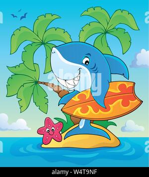 Surfer shark theme image 3 - eps10 vector illustration. Stock Vector