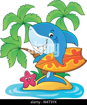 Surfer shark theme image 2 - eps10 vector illustration. Stock Vector