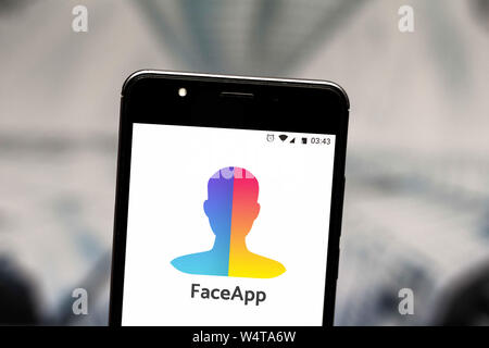 July 24, 2019, Brazil: In this photo illustration a FaceApp logo seen displayed on a smartphone. Credit: Rafael Henrique/SOPA Images/ZUMA Wire/Ģ����ý Live News Stock Photo