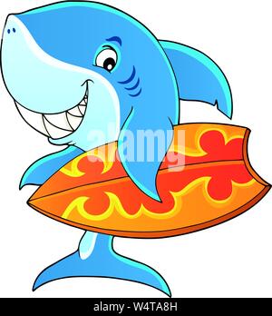 Surfer shark theme image 1 - eps10 vector illustration. Stock Vector