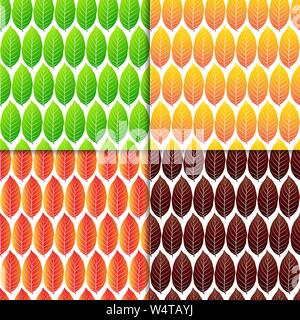 Set of colorful leaves seamless patterns vector Stock Vector