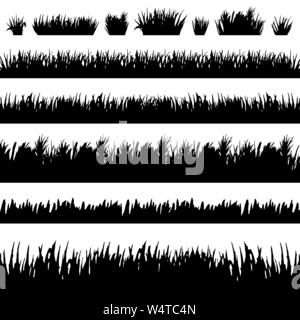 Grass borders silhouette set on white background vector Stock Vector ...