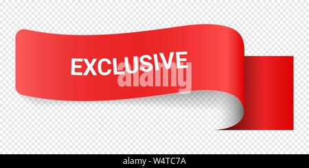Red Vector Illustration Sign Exclusive. Illustrations For Promotion Marketing For Prints And Posters, Menu Design, Shop Cards, Cafe, Restaurant Badges, Tags, Packaging etc. eps 10 Stock Vector