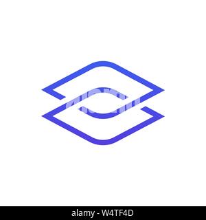 Rhombus in the form of a merged line. Logo design for brands and companies. Stock Vector