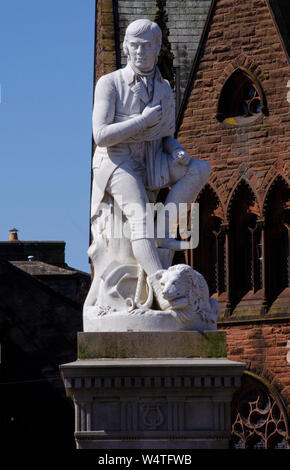 A statue of Robert Burns (25 January 1759 – 21 July 1796) in Dumfries Scotland UK Stock Photo