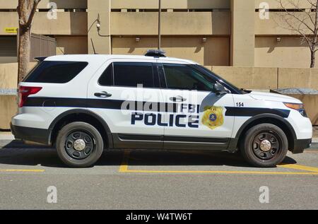 WASHINGTON, DC -4 APRIL 2019- View of a FBI police car parked on the street in Washington DC. Stock Photo