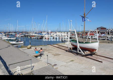 Helsingor, Denmark - 28 June 2019: the harbour of Helsingor on Denmark Stock Photo