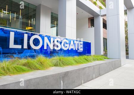 Facade with logo at headquarters of Lionsgate Films in the Silicon Beach area of Los Angeles, California, December 10, 2018. () Stock Photo