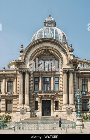 Bucharest, Romania. The CEC Bank Palace (Palatul CEC) on Calea Victoriei, built in 1900, is the headquarters of Romania's oldest savings bank Stock Photo