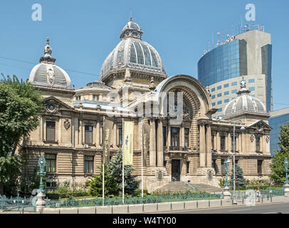 Bucharest, Romania. The CEC Bank Palace (Palatul CEC) on Calea Victoriei, built in 1900, is the headquarters of Romania's oldest savings bank Stock Photo