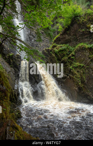 base of Plodda Falls waterfall in the Scottish Highlands Stock Photo