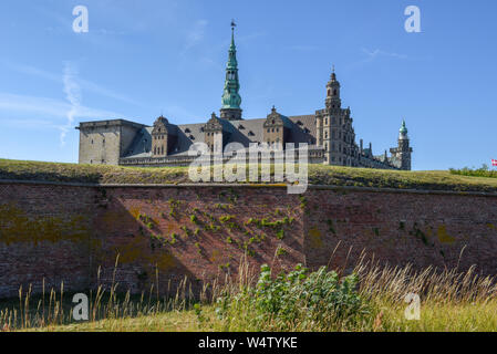Helsingor, Denmark - 28 June 2019: Kronborg castle at Helsingor on Denmark Stock Photo