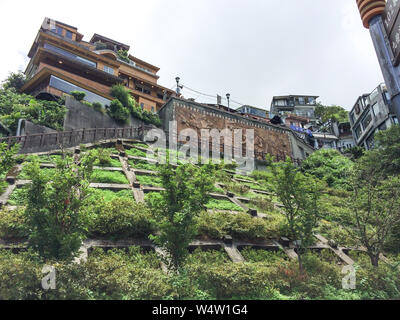 Jiufen, Taiwan -  July 6, 2015: View of Jiufen old town village, also spelled Jioufen or Chiufen, a mountain area in Ruifang District, New Taipei City Stock Photo