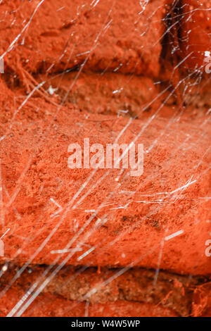 a tangled cobweb on an old brick wall Stock Photo