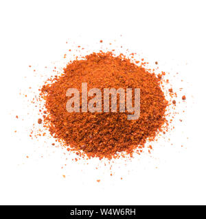 Heap of ground red chili pepper isolated on white background Stock Photo
