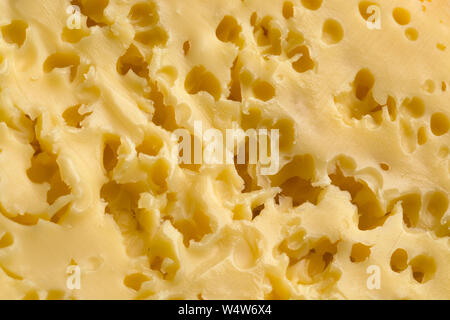 Dutch yellow Stolwijker cheese with holes close up full frame Stock Photo