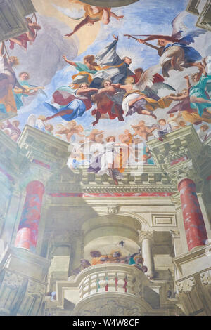 MONDOVI, ITALY - AUGUST 18, 2016: Saint Francesco Saverio church also known as Mission church interior, frescos detail in Mondovi, Italy Stock Photo