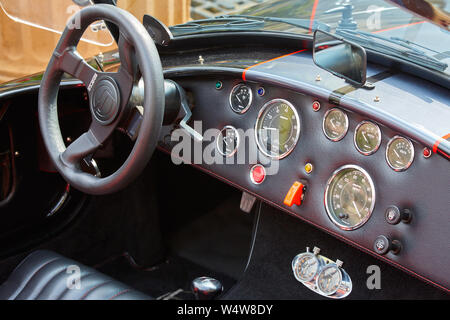MONTE CARLO, MONACO - AUGUST 20, 2016: Luxury sport car interior in a summer day in Monte Carlo, Monaco. Stock Photo