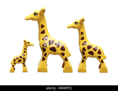 Toy Giraffes on White Background Stock Photo