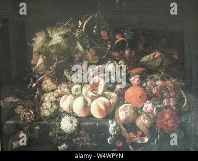 Cornelis de Heem - Still Life with Flowers and Fruit. Stock Photo