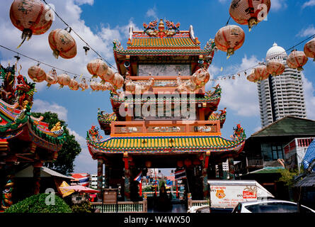 The Chinese Gong Wu Shrine in Bangkok in Thailand in Southeast Asia Far East. Temple Goddess Stock Photo