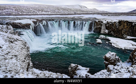 Godafoss waterfall in winter in Iceland Stock Photo
