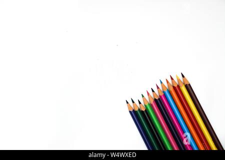 Colorful pencils for artist on white background Stock Photo