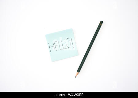 Pencil and paper for note on white background Stock Photo