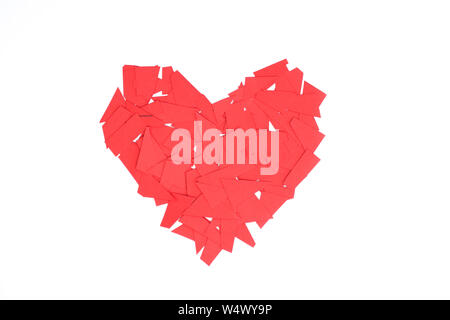 Heart made from pieces of red paper Stock Photo