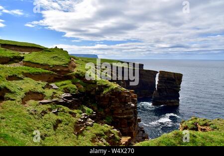 Gaulton Castle Sea Stack on Mainland Orkney. Stock Photo