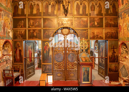 Altar Icons in the Church of the Holy Cross, Patrauti, Romania Stock Photo