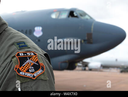 Boeing B-52 Stratofortress arrive at RAIT 2019 ,from its Barksdale Air Force Base Louisiana, USA ,for displays and  to take up temporary residency. Stock Photo