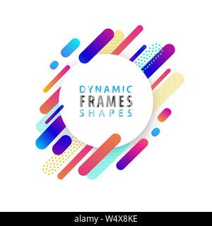 Abstract circle frames with dynamic shapes for cover design, poster, card greeting, business. Vector illustration template. Stock Vector