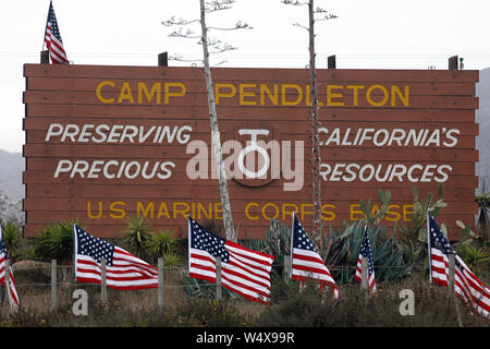 July 25, 2019, File: Sixteen U.S. Marines were arrested on Thursday morning for their alleged involvement in activities ranging from human smuggling to drug-related offenses, the Marine Corps said. The arrests were carried out by officials from 1st Marine Division and the Naval Criminal Investigative Service (NCIS) during a Battalion formation at Camp Pendleton in California. PICTURED: Nov 11, 2006; Oceanside, California, USA; Volunteers from Orange County put up US Stars and Stripes flags at Camp Pendleton Marine base to honor the country's war veterans. (Credit Image: © Ruaridh Stewart/ZUMAP Stock Photo