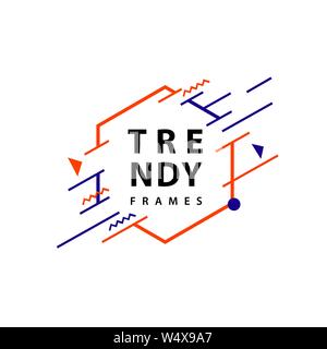 hexagonal Frames with geometric lines Vector . Borders with trendy shapes. Graphics design templates for fashionable banners, flyers, posters, cards. Stock Vector
