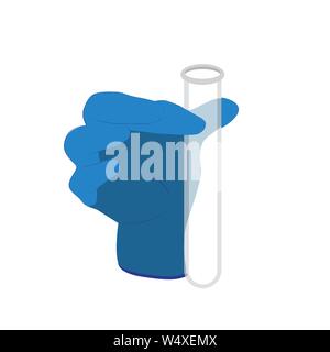 Vector illustration with a gloved hand and a flask Stock Vector