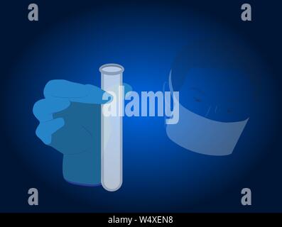 vector illustration of medical staff member with the flask Stock Vector