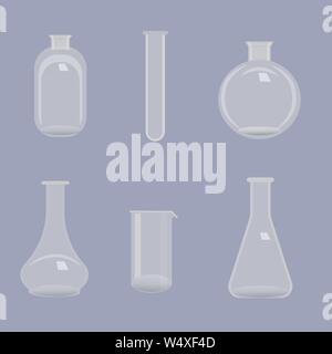 Set of different transparent flasks Stock Vector