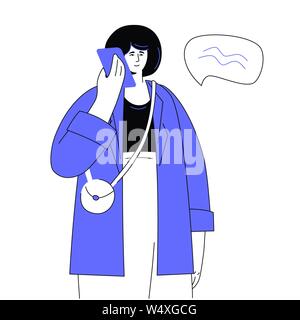 Woman talking on the phone - modern colorful flat design style illustration Stock Vector