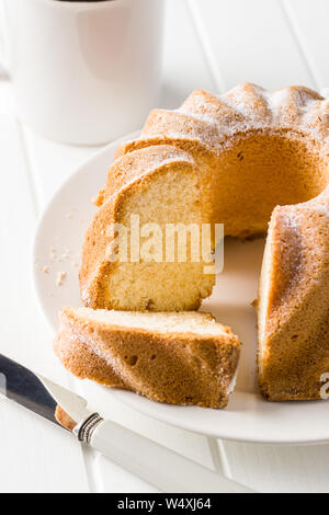 Sweet bundt cake on plate. Stock Photo