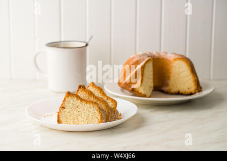 Sweet bundt cake on plate. Stock Photo