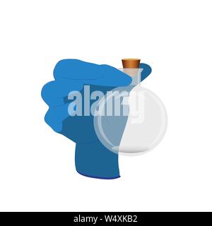 Vector illustration with a gloved hand and a flask Stock Vector