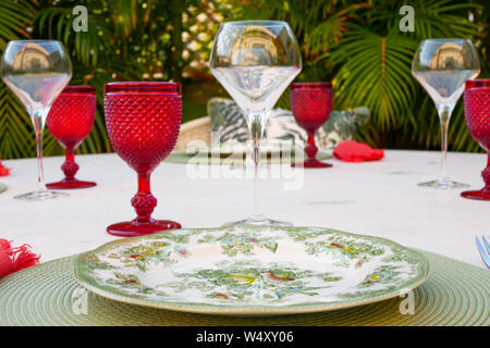 Detail of a beautiful table decoration for special dinner Stock Photo