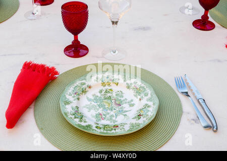 Detail of a beautiful table decoration for special dinner Stock Photo