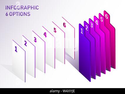 Modern vector step lable infographic elements. Abstract elements of graph 6 steps options. Can be used for workflow layout, diagram 6 options, web des Stock Vector